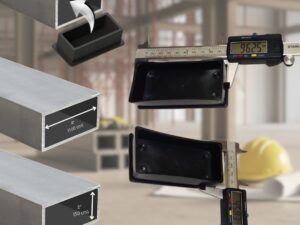 Tapón plástico rectangular de 4x2 pulgadas para tubería metálica estructural