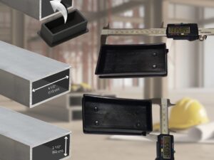 Tapón plástico rectangular de 4 1/2 x 2 1/2 pulgadas para tubería metálica estructural